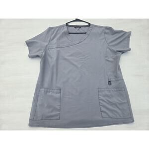 Carhartt Force Scrub Top Women 2X Gray Modern Workwear Uniform Medical Dental